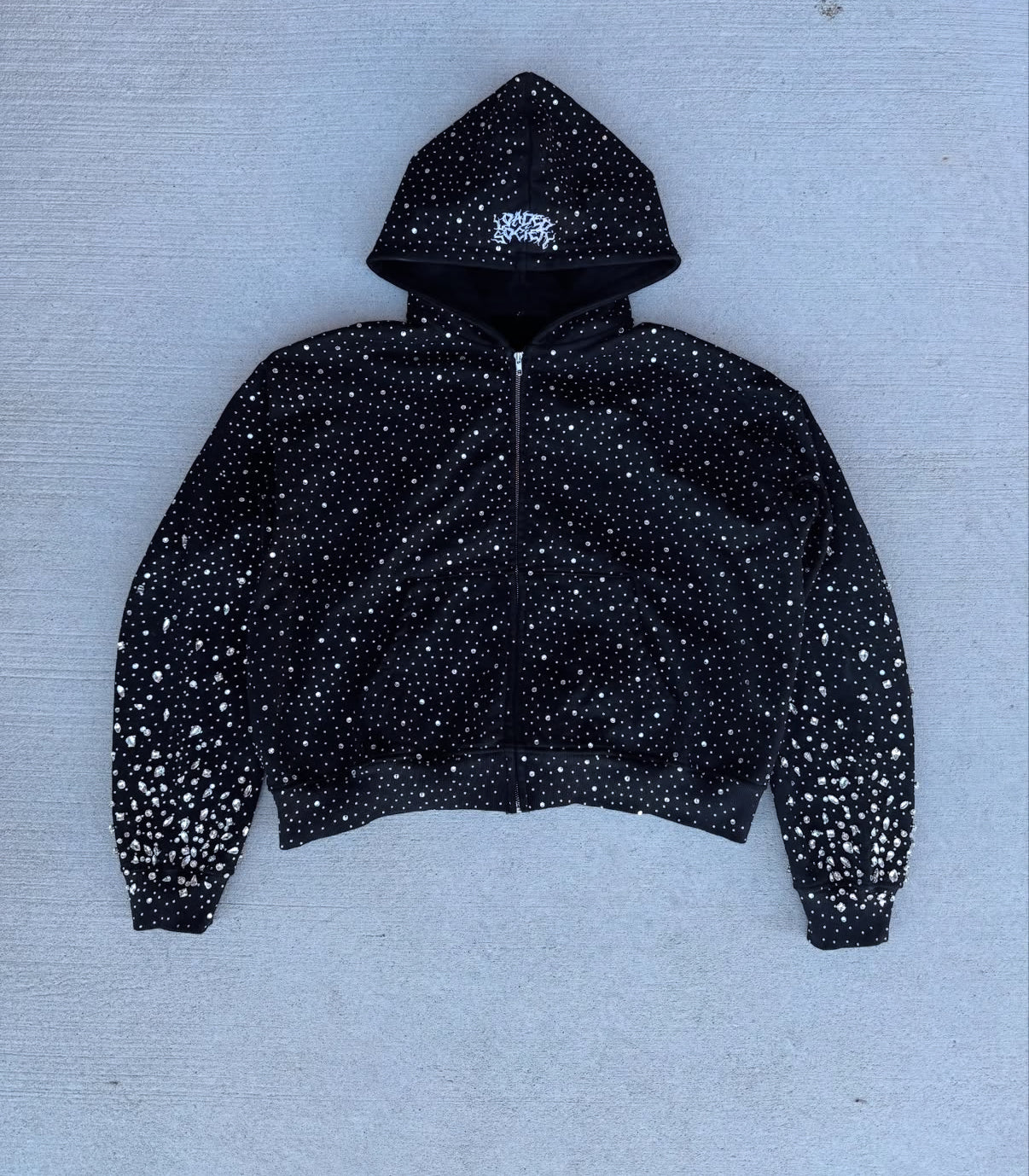 Rhinestone Zip-Up